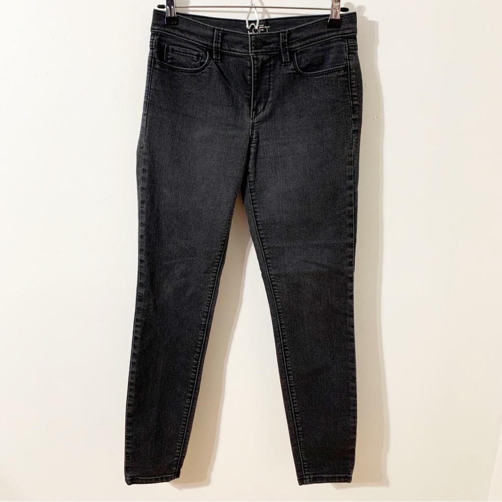 Ann Taylor LOFT Super Skinny Light Black 5 Pocket Mid Rise Denim Jeans Size 27/4